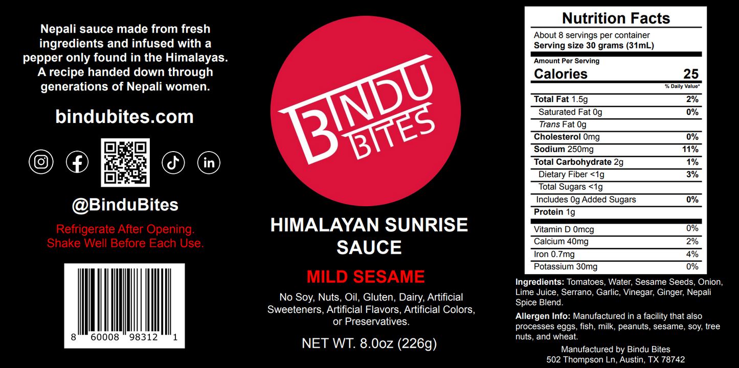 Himalayan Sunrise Sauce (Mild Sesame)